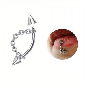 Piercing Corrente Vertical Labret Microbell Básico Spike Aço 316L